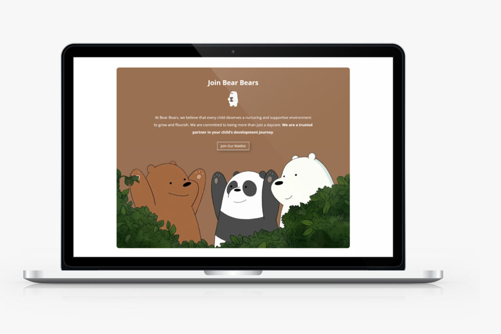 Kamloops Westsyde Daycare | Bear Bears Daycare Website Development Case Study