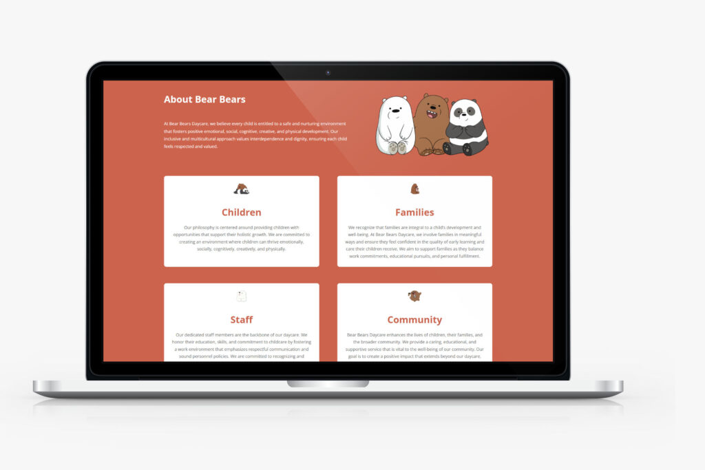 Kamloops Westsyde Daycare | Bear Bears Daycare Website Development Case Study